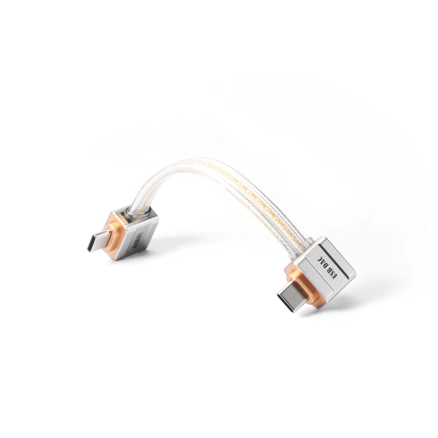 ddHiFi TC19LL Comet Gold L-Shaped USB-C OTG Cable | Pure Silver