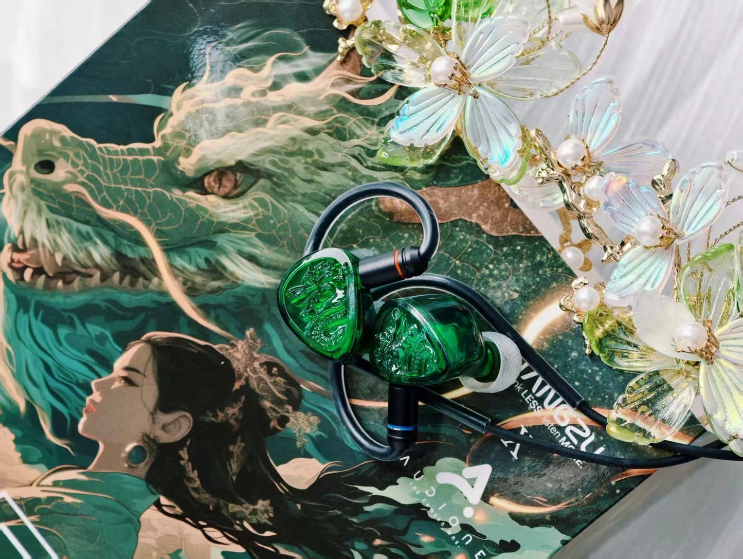 TANGZU WANER SG 2 Jade Dragon Edition 10mm PET Single Dynamic In - Ear Earphones with Silicone Storage Bag and Sancai wide bore - The HiFi Cat