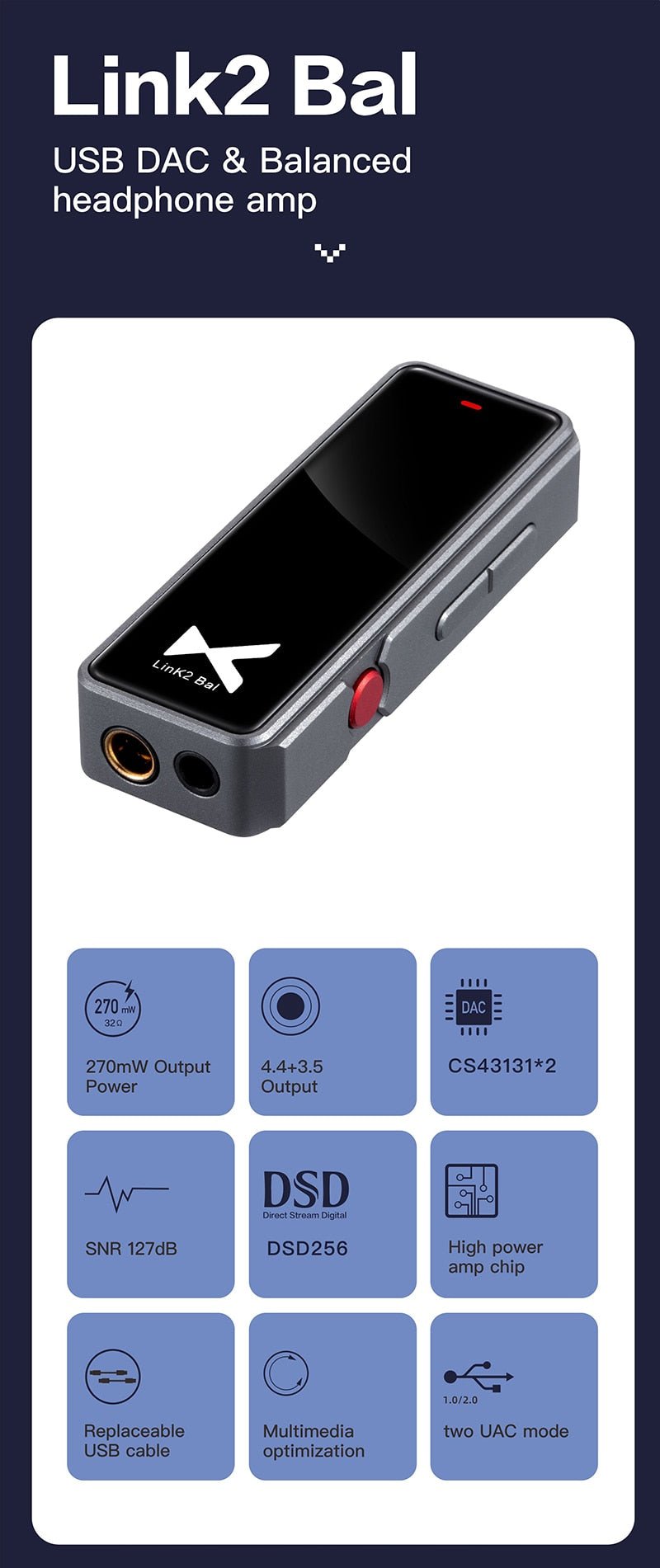 XDUOO LINK2 BAL USB DAC &Portable Decoding amp - The HiFi Cat