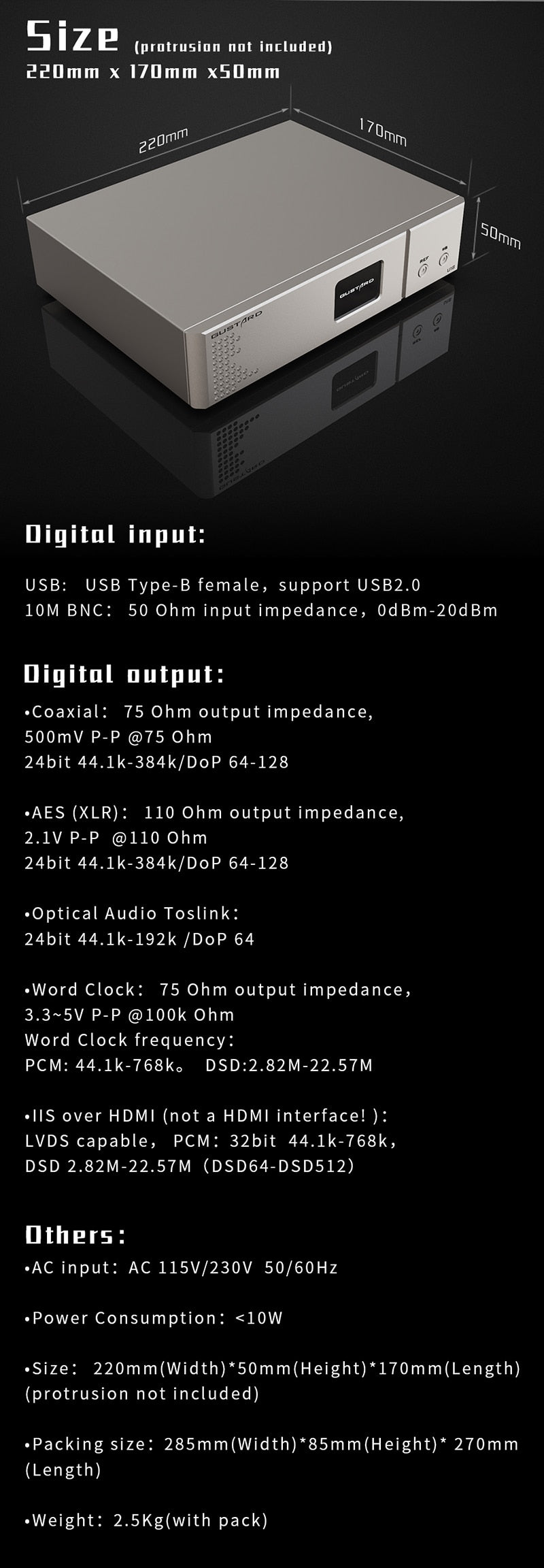 Gustard U18 New Generation of High-performance USB Audio Interface XMOS XU216 DSD512 PCM768kHz HI-END Audio Interface IIS Pinout - The HiFi Cat