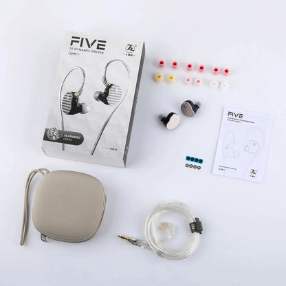 7HZ FIVE Dynamic Driver IEM HiFi Earphone Wired Earbuds - The HiFi Cat