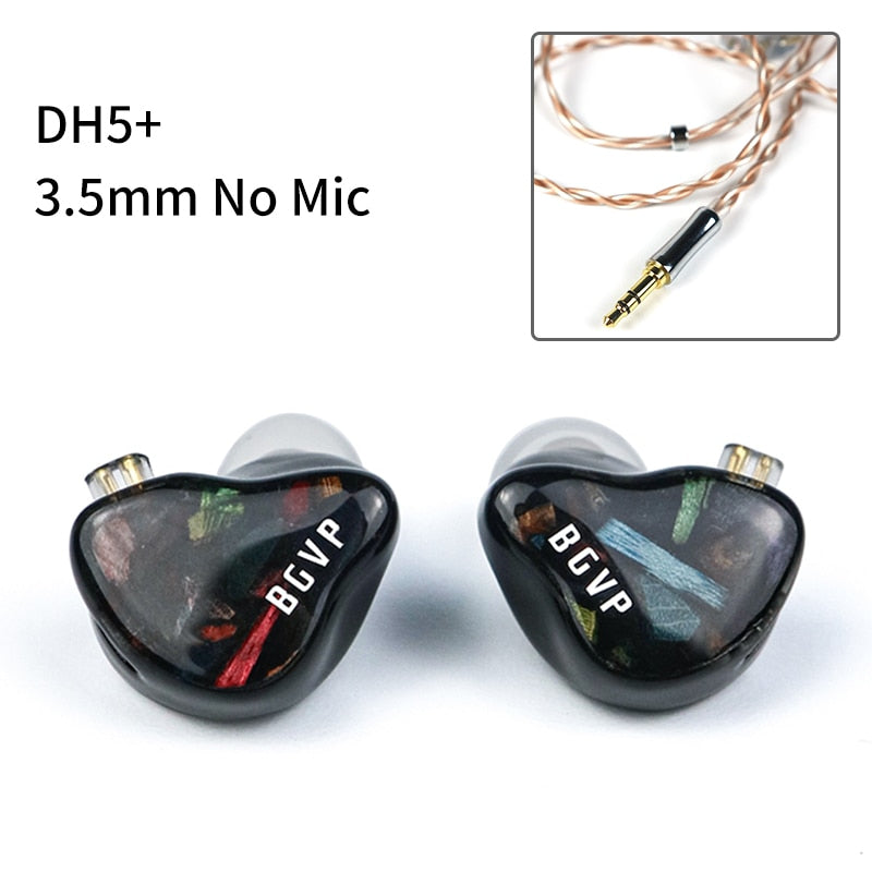 BGVP DH5 1DD+4BA Hybrid Wired Earphone In Ear Monitor Bass Sports Headphones - The HiFi Cat