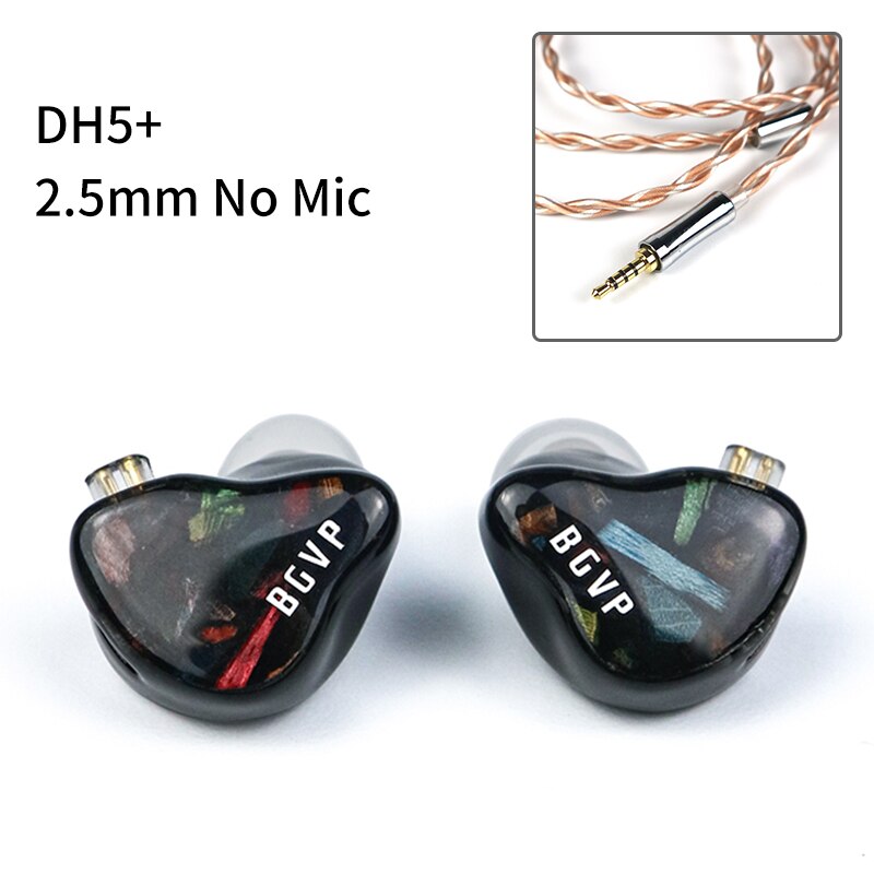 BGVP DH5 1DD+4BA Hybrid Wired Earphone In Ear Monitor Bass Sports Headphones - The HiFi Cat