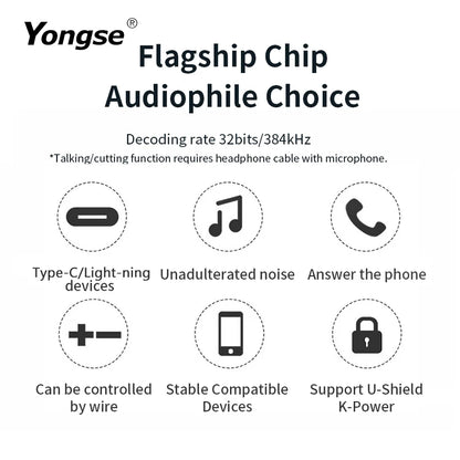 YONGSE Y01 TypeC Light-ning to 3.5mm/4.4mm CX31993 CX31988 C100 Earphone Amplifie - The HiFi Cat