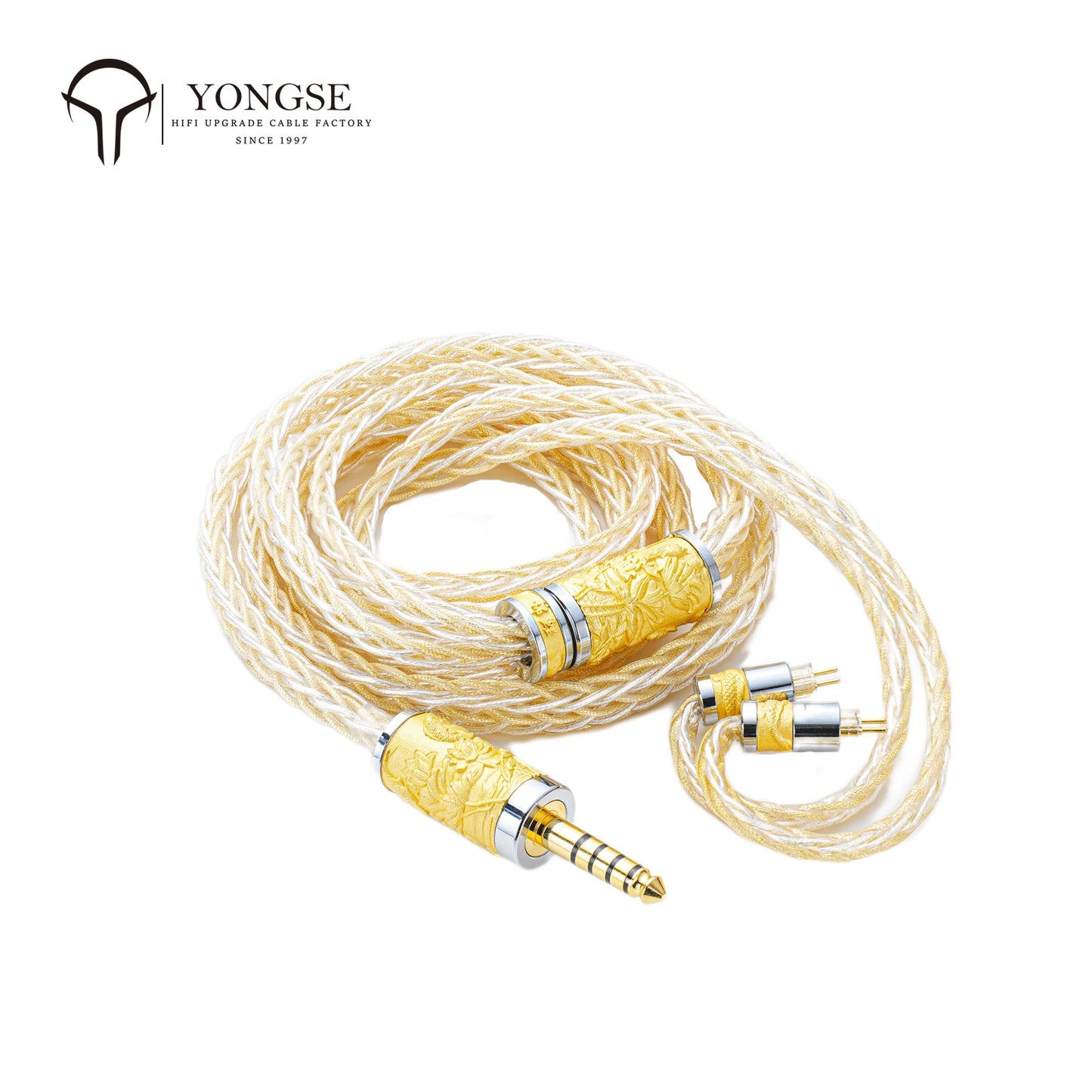YONGSE Koi Fish IEM Cable | 16-Core Litz Pure Silver Gold-Plated + 5N Pure Silver