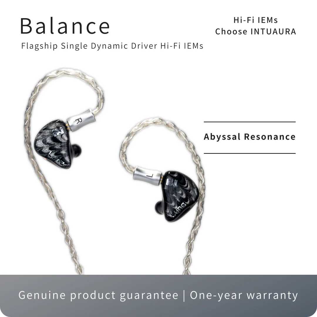 INTUAURA Balance HIFI Wired In-ear Earphone Ultra-Wideband Dynamic Driver with Silver-Plated 0.78 mm Dual-Pin Detachable Cable