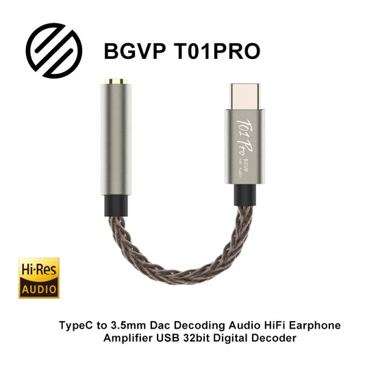 BGVP T01pro TypeC to 3.5mm Dac Decoding HiFi Earphone Amplifier