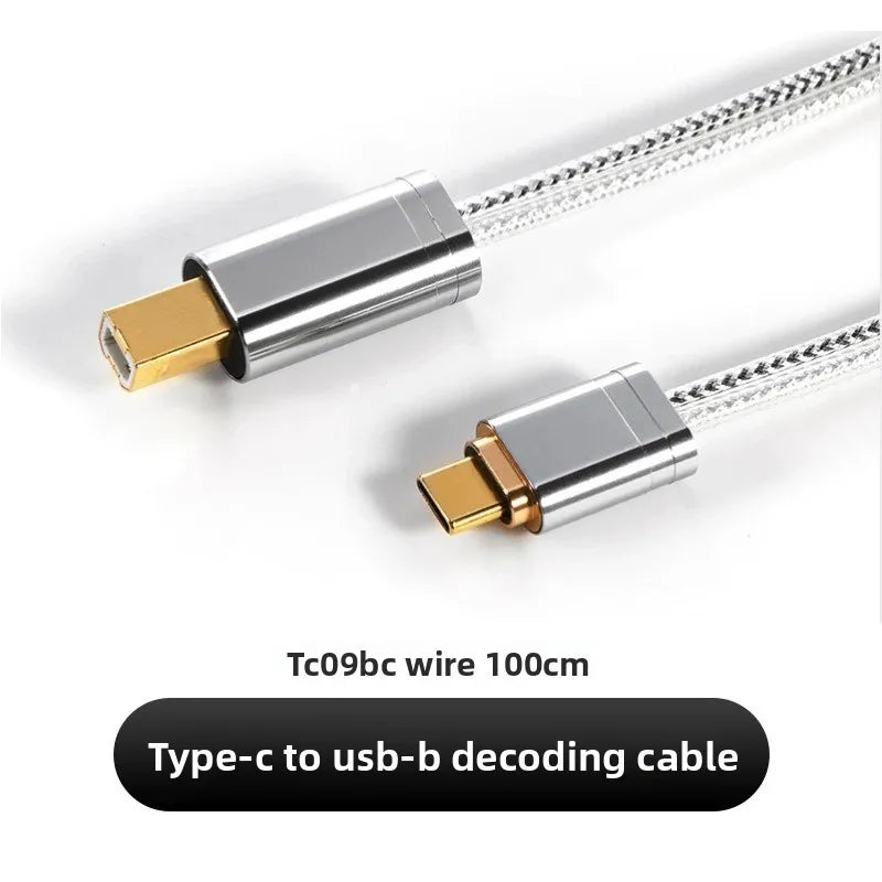 ddHiFi TC09BC USB-C to USB-B Pure Silver Double-Shielded HiFi Decoding Cable