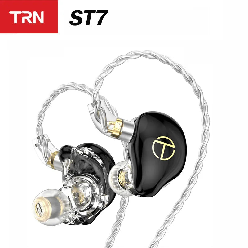 TRN ST7 2DD+5BA HYBRID EARPHONES HIFI In-ear earphone 0.78mm pin interchangeable wire design - The HiFi Cat