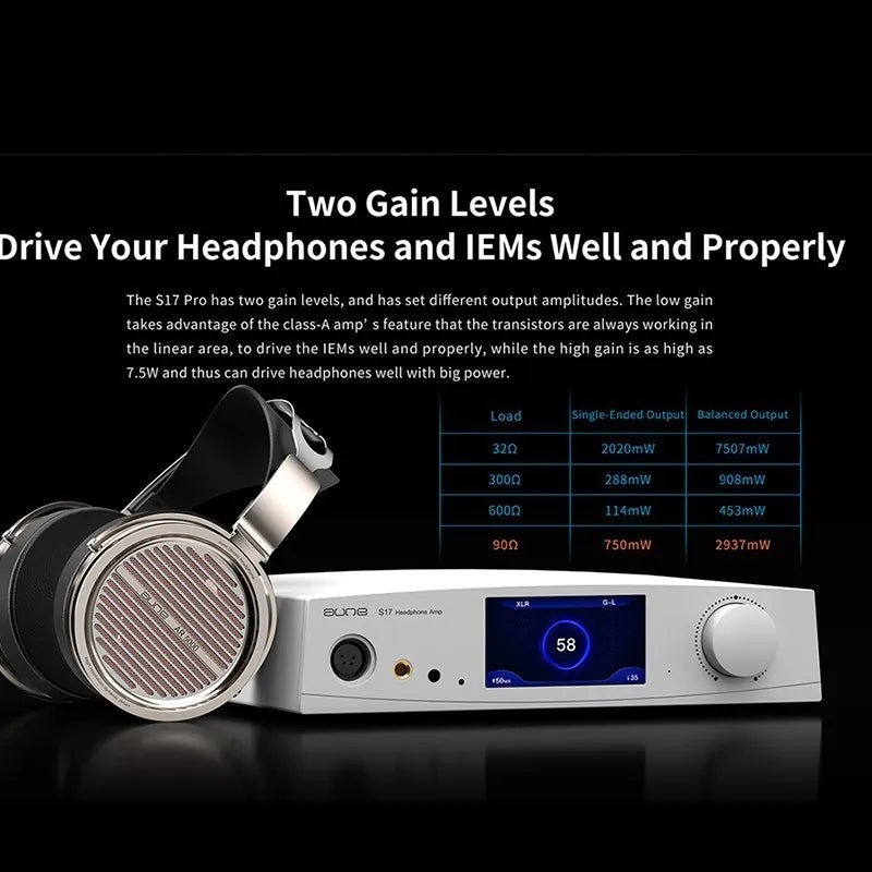 AUNE S17 Pro Fully Discrete Class A Headphone Amplifier R2R Front Stage High Power HiRes AUDIO New Generation of Eadphone Amp - The HiFi Cat