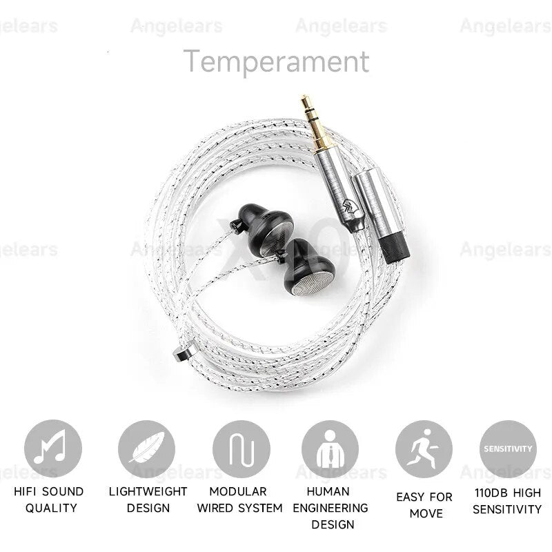 Temperament X10 In Ear Flat Head Plug Earphones 16mm HIFI Wired Flat Headset - The HiFi Cat