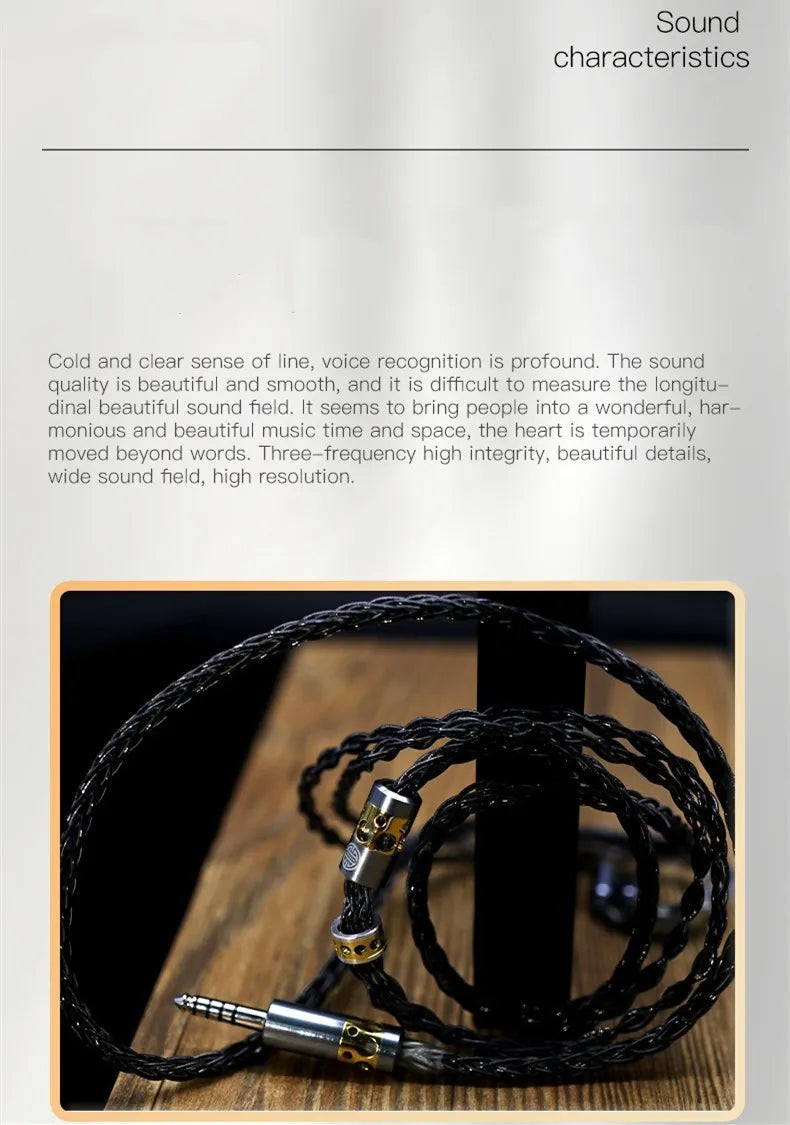 HAKUGEI Queen of Thousand Quiet Gold Silver Palladium Earbuds upgrade Cable - The HiFi Cat
