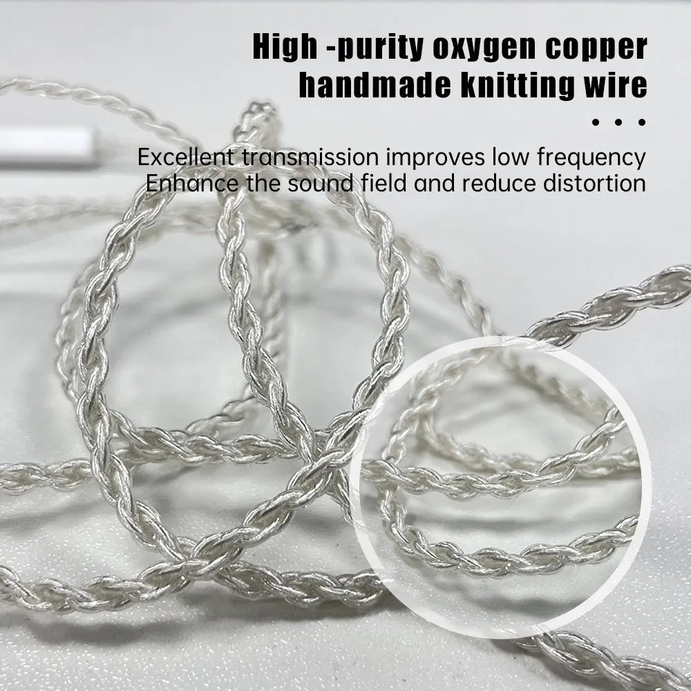 ND D7 Four Strand Silver Plated Type-C Cable High-purity Oxygen Copper Dual Pin Plug HiFi Earphone Cable - The HiFi Cat