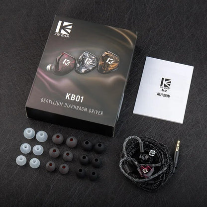 KBEAR KB01 Headphones 10MM Beryllium Diaphragm Dynamic Drivers Earphone Noise Cancelling Earbuds Sport In-ear Headset Monitor KZ - The HiFi Cat