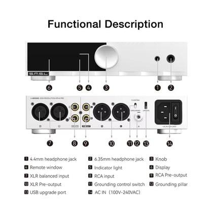 SMSL H200 Fully Balanced Headphone Amplifier & Preamplifier | PLFC+ Circuit, 131dB SNR, 3-Level Gain
