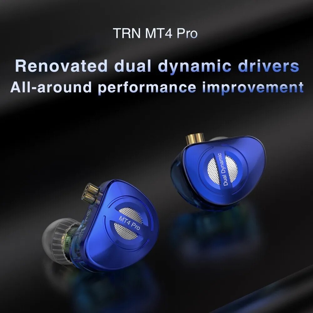 TRN MT4 PRO 2DD Bass Dual Dynamic Headset In Ear Earphone - The HiFi Cat