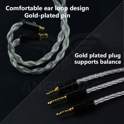 YONGSE P10 8Cores 6N Single Crystal Copper Silver Plated HiFi Earphone Cable - The HiFi Cat