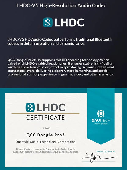 Questyle QCC Dongle Pro2 BT Transmitter | Bluetooth 6.1 LDAC LHDC