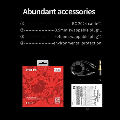 FIIO LL-RC 2024 Furukawa Monocrystalline Copper Headphone Cable 4.4mm Male to Dual 3.5mm Male - The HiFi Cat