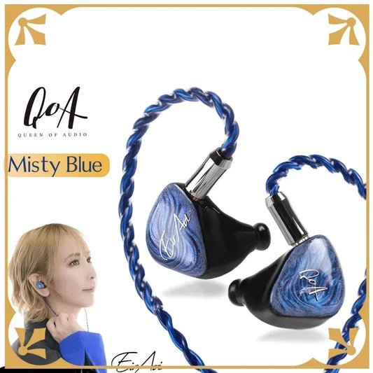 QOA MistyBlue 2DD+2BA Hybrid Hifi Studio Audiophiles IEM