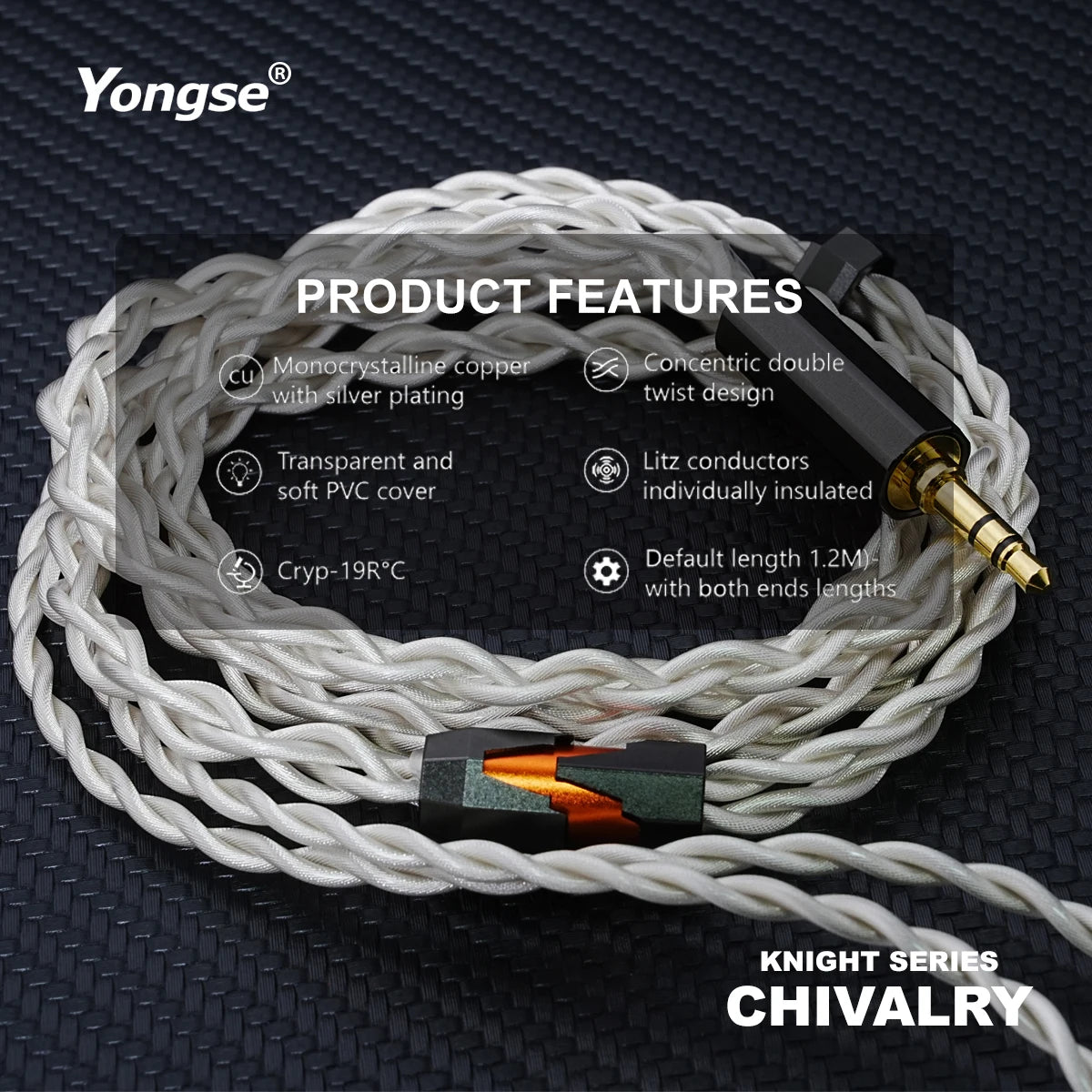 YONGSE Chivalry Flagship 7N OCC Litz Silver Plated HiFi Earphone Cable - The HiFi Cat