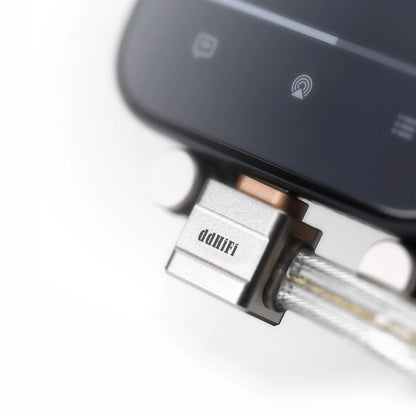 ddHiFi TC19LL Comet Gold L-Shaped USB-C OTG Cable Pure Silver