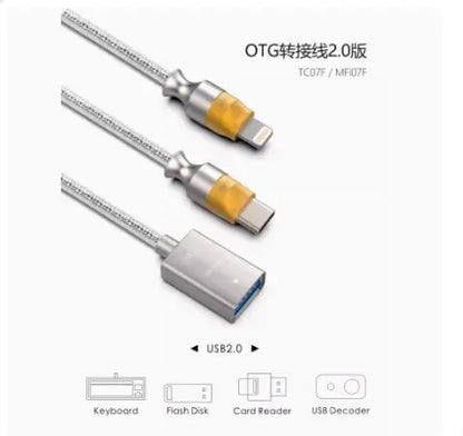 ddHiFi TC07F/MFi07F USB-C/Lightning to USB-A OTG decoding cable - The HiFi Cat