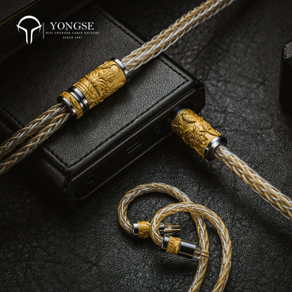 YONGSE Koi Fish IEM Cable | 16-Core Litz Pure Silver Gold-Plated + 5N Pure Silver
