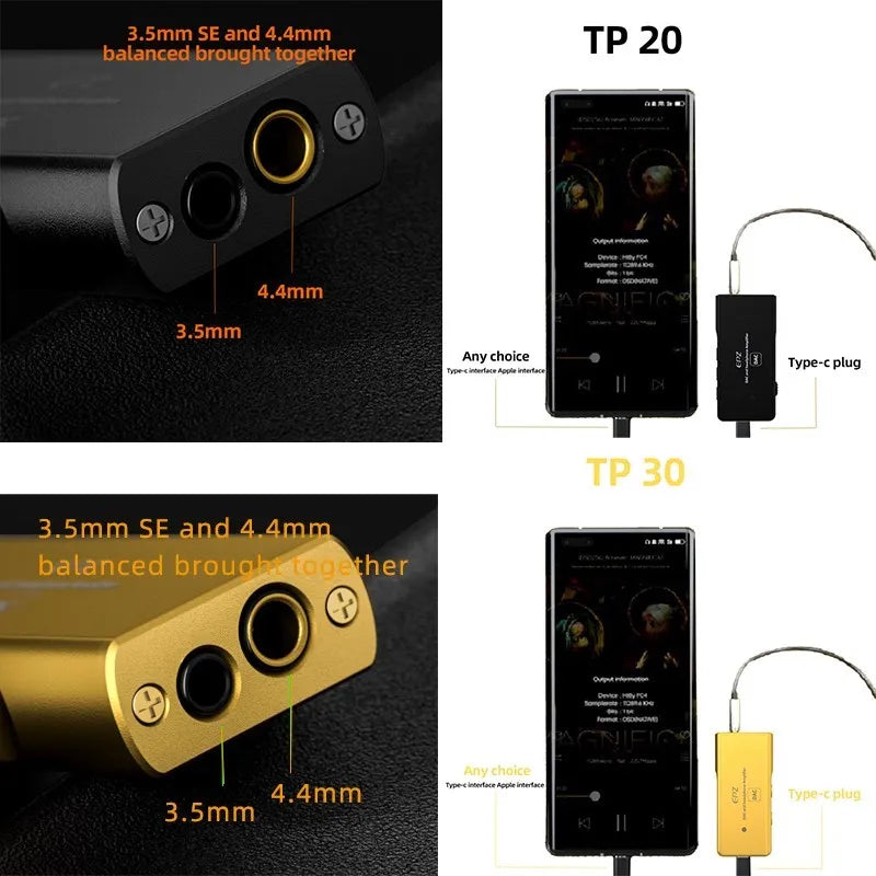 EPZ TP20 TP30 Portable MQA USB DAC Headphone Amplifier / Dongle ES9038Q2M - The HiFi Cat