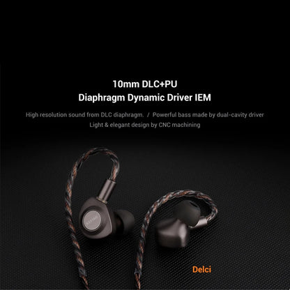 KEFINE Delci 10mm DLC+PU Diaphragm Dynamic Driver Wired IEM Earphones - The HiFi Cat