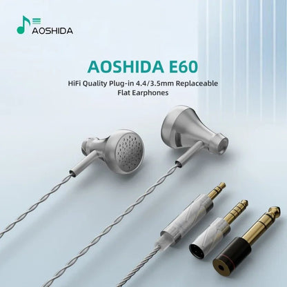 AOSHIDA E60 14.2mm Dynamic Driver Wired Flathead Earphone - The HiFi Cat