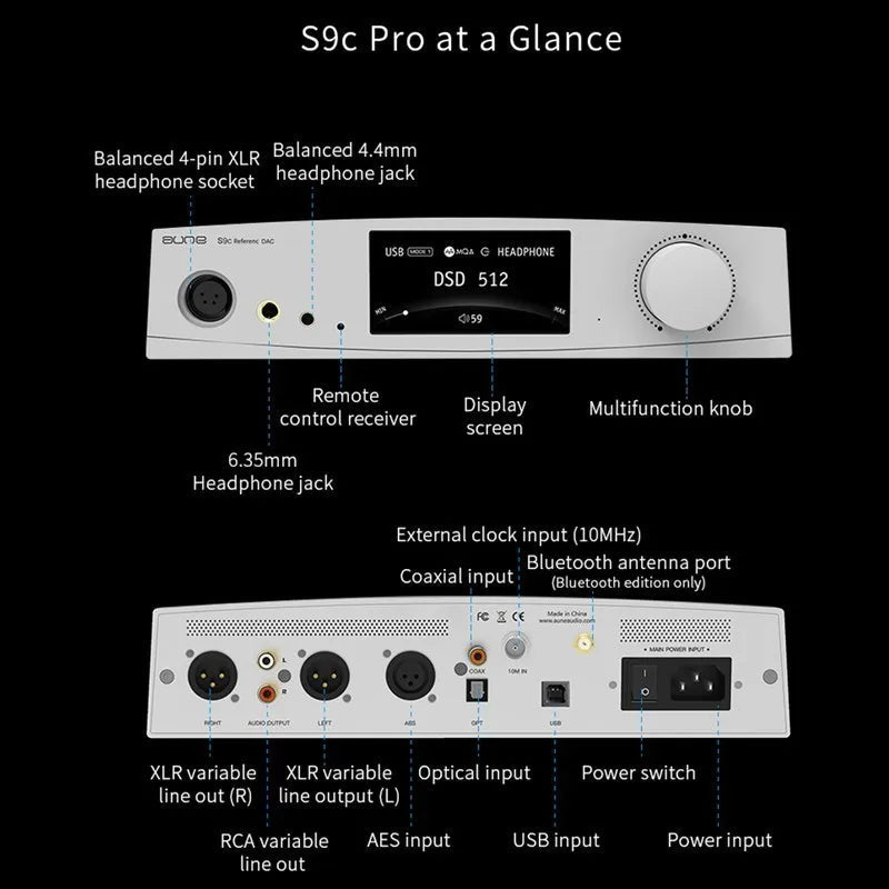 AUNE S9C PRO: High - Power Fully Balanced Headset Decoder & USB Sound Card - The HiFi Cat