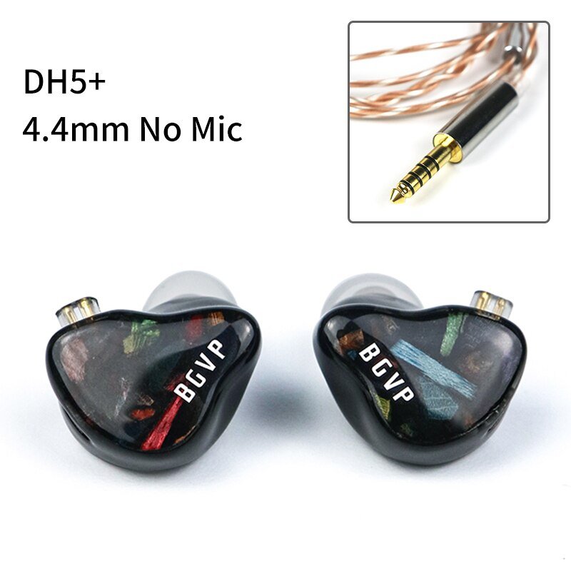 BGVP DH5 1DD+4BA Hybrid Wired Earphone In Ear Monitor Bass Sports Headphones - The HiFi Cat