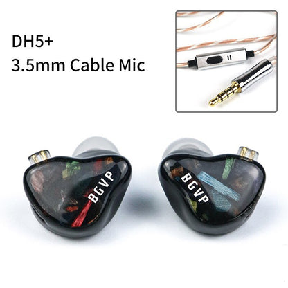 BGVP DH5 1DD+4BA Hybrid Wired Earphone In Ear Monitor Bass Sports Headphones - The HiFi Cat