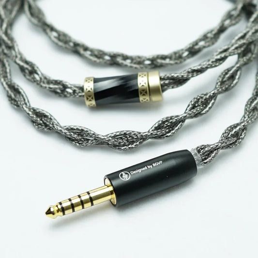 BGVP Gray Rose Earphone Cable with 5N Single Crystal Copper Silver - plated Shielded Wired Cable - The HiFi Cat