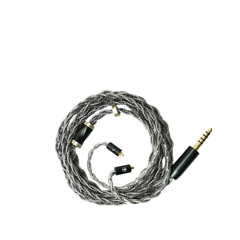 BGVP Gray Rose Earphone Cable with 5N Single Crystal Copper Silver - plated Shielded Wired Cable - The HiFi Cat