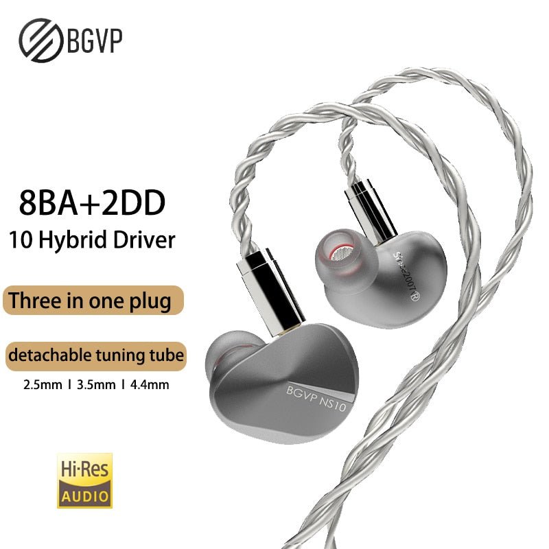 BGVP NS10 8BA+2DD 10 Driver Hybrid In - ear Earphones Wired Headphones - The HiFi Cat