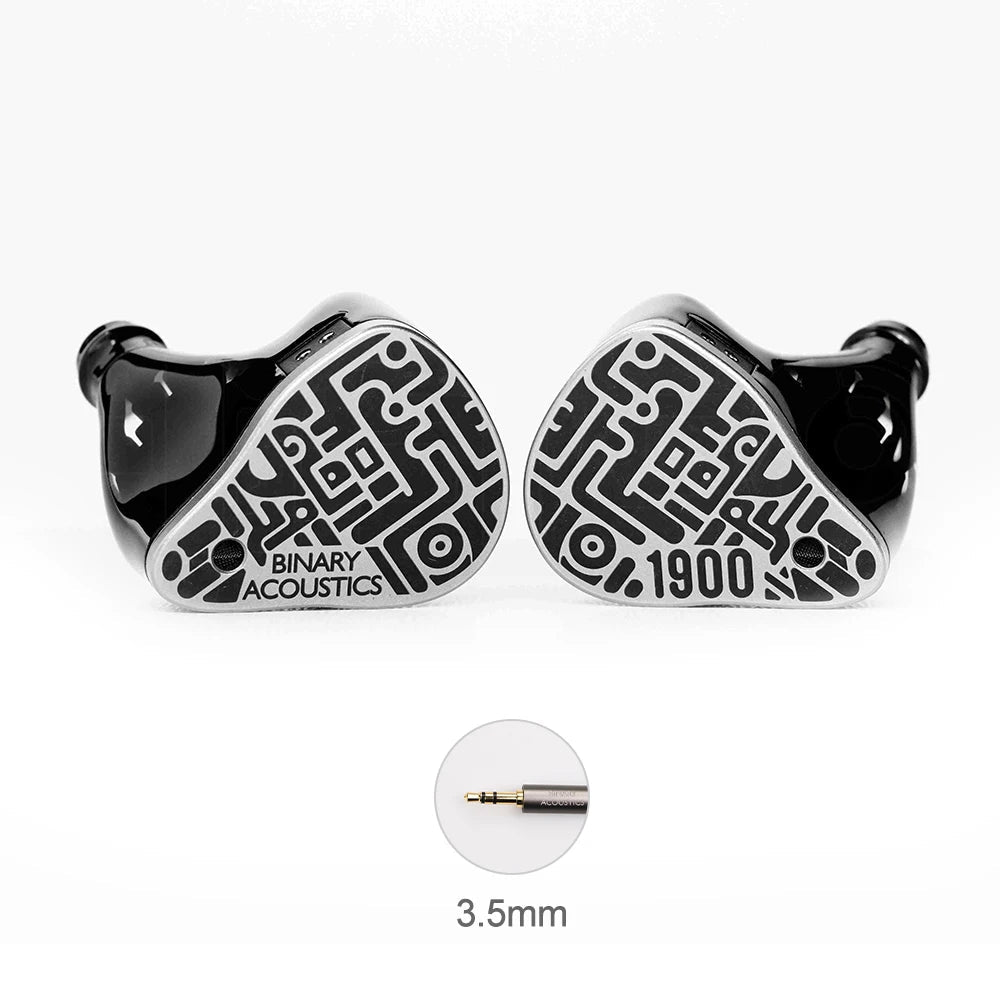 Binary 1900 Hybrid IEM | 1DD + 6mm PR + 4BA, 316L Stainless Steel, 3-Way Crossover - The HiFi Cat