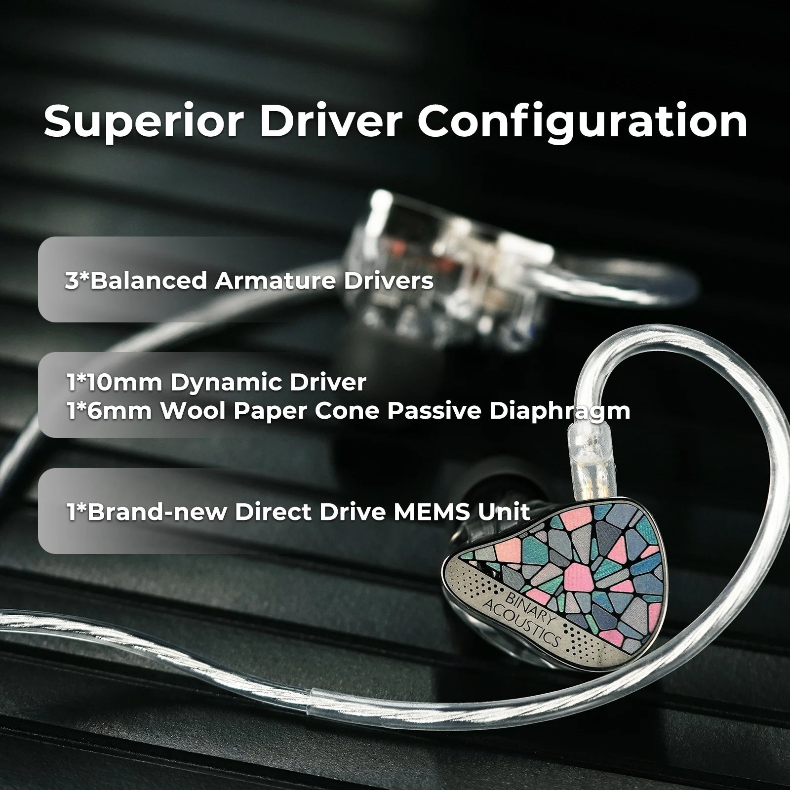 Binary EP321 World's First MEMS Tribrid IEM | 2DD+3BA+MEMS Direct Binary EP321 World's First MEMS Tribrid IEM | 2DD+3BA+MEMS Direct