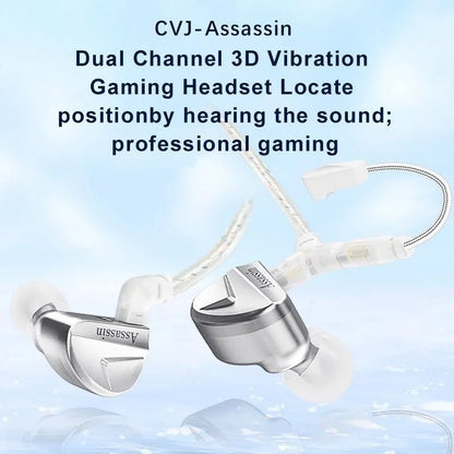 CVJ Assassin Silver 1BA+1DD+1Vibrate Game Mode Hybrid Earphones - The HiFi Cat