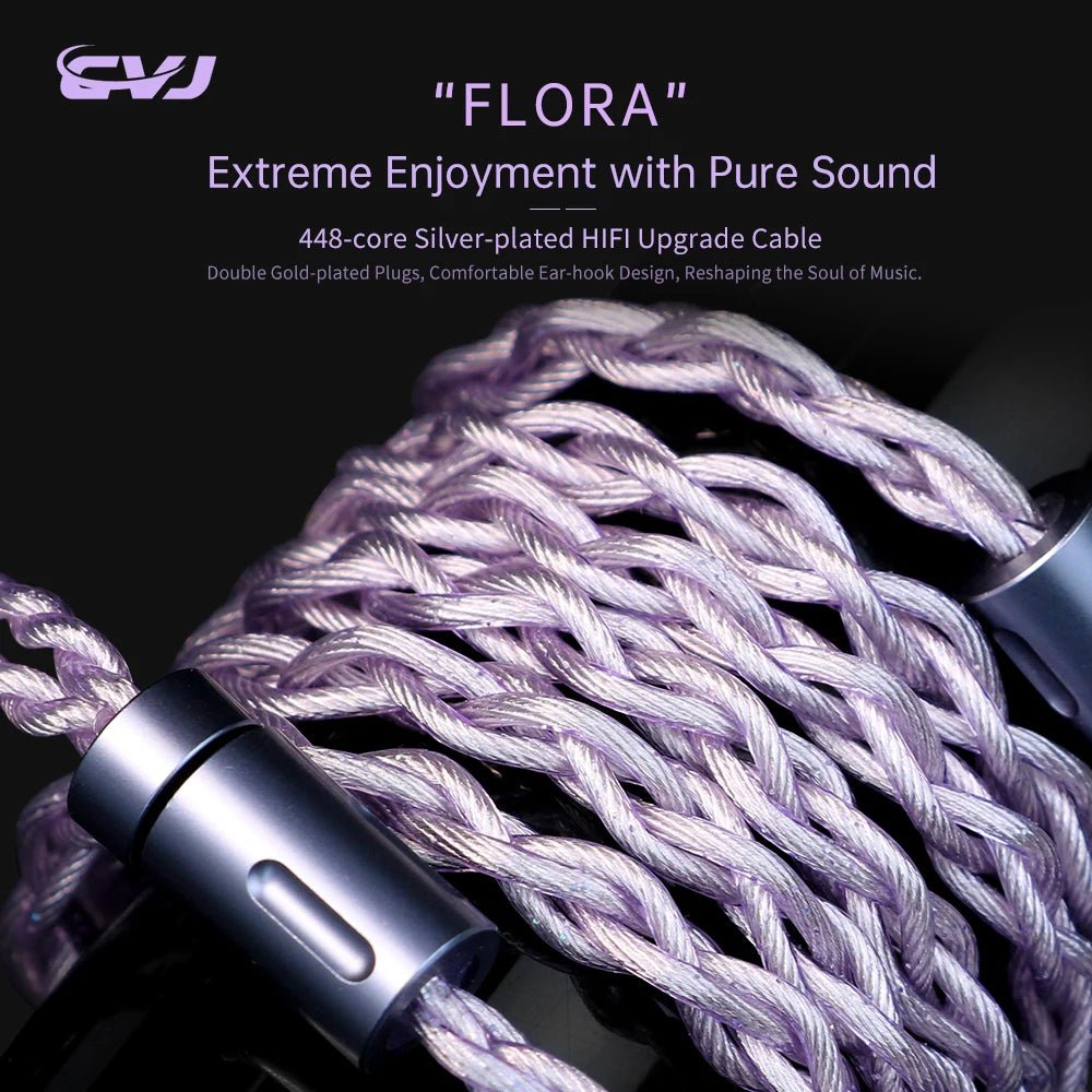 CVJ - Flora Silver - Plated Wired Headphone Upgrade Cable with 4.4mm Plug - The HiFi Cat