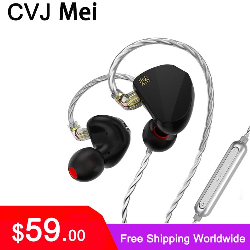 CVJ Mei 1DD + 2BA Knowles Balanced Armature Hybrid In - Ear Earphone IEM - The HiFi Cat