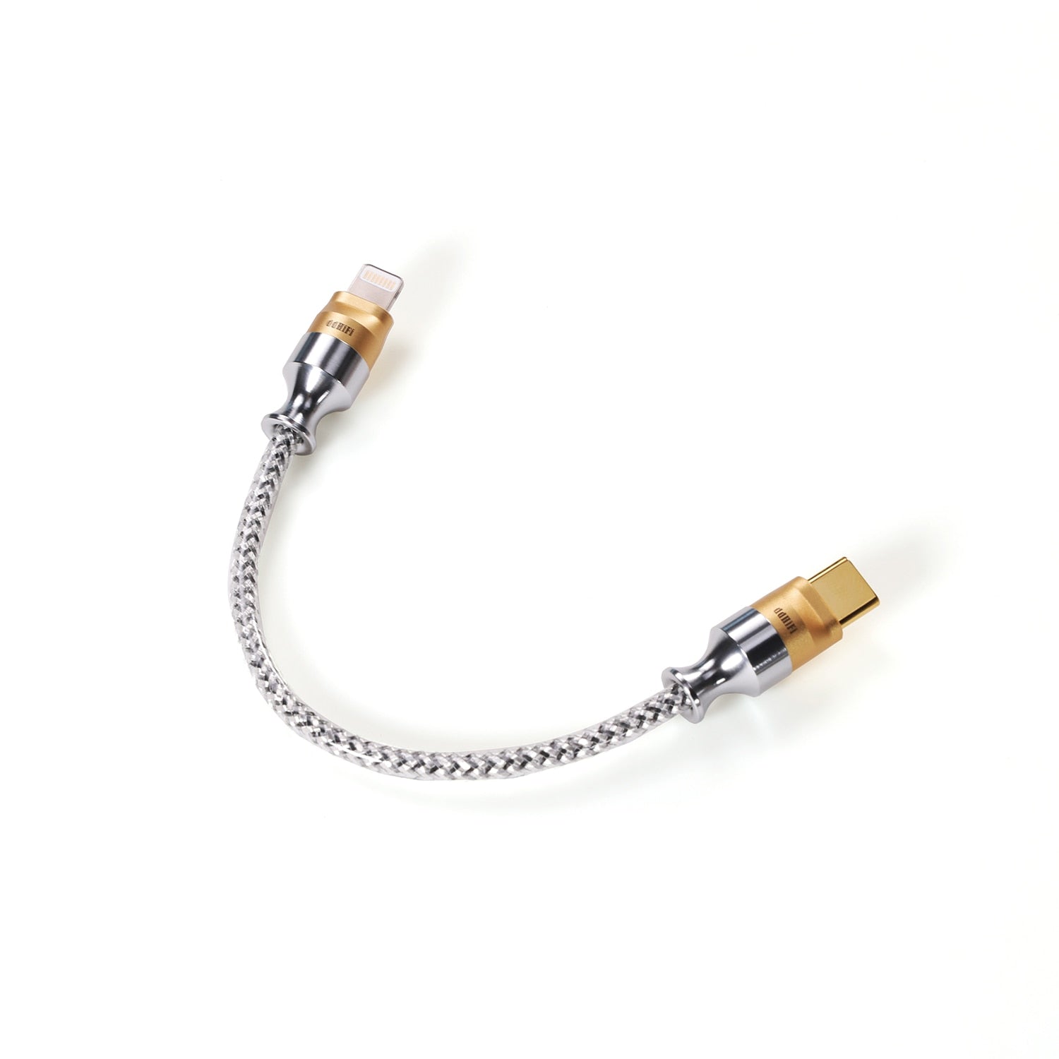 ddHiFi MFi07S Nyx Series Silver Shielded Lightning HiFi OTG Cable - The HiFi Cat