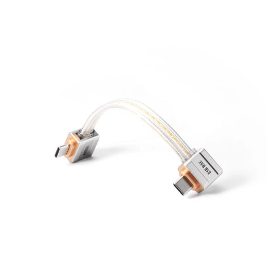 ddHiFi TC19LL Comet Gold L - Shaped USB - C OTG Cable Pure Silver - The HiFi Cat
