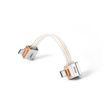 ddHiFi TC19LL Comet Gold L - Shaped USB - C OTG Cable Pure Silver - The HiFi Cat