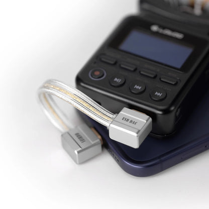 ddHiFi TC19LL Comet Gold L - Shaped USB - C OTG Cable Pure Silver - The HiFi Cat