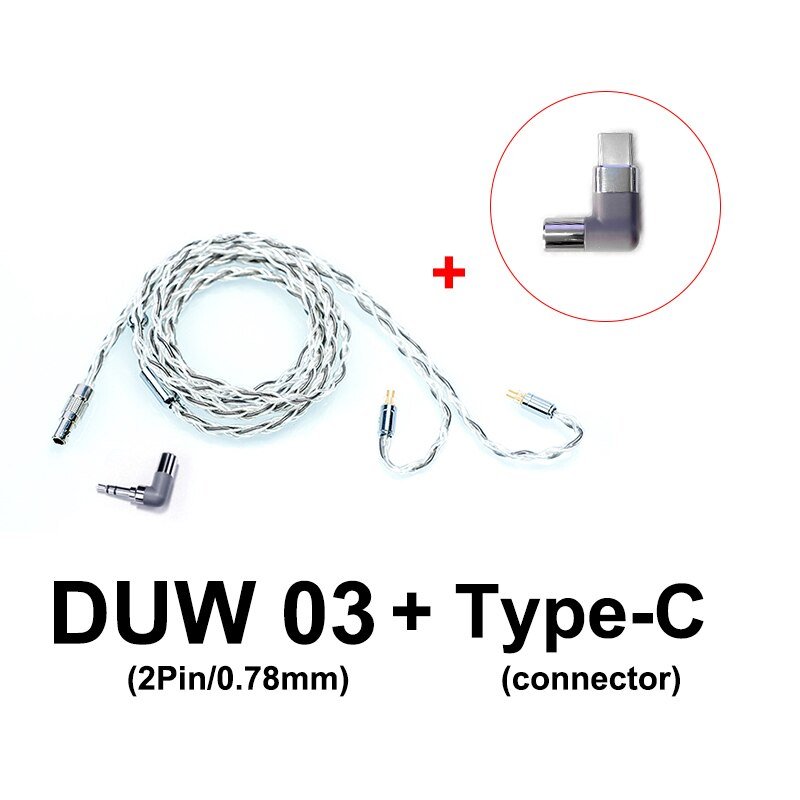 DUNU DUW03 DUW - 03 Upgraded Earphone Cable MMCX/0.78mm Connector Quick - Switch Plug High - Purity Silver - Plated Copper Litz Wire - The HiFi Cat