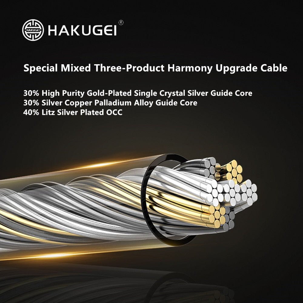 FENGRU HAKUGEI Golden Treasure Three Element Earphone Upgrade Cable - The HiFi Cat