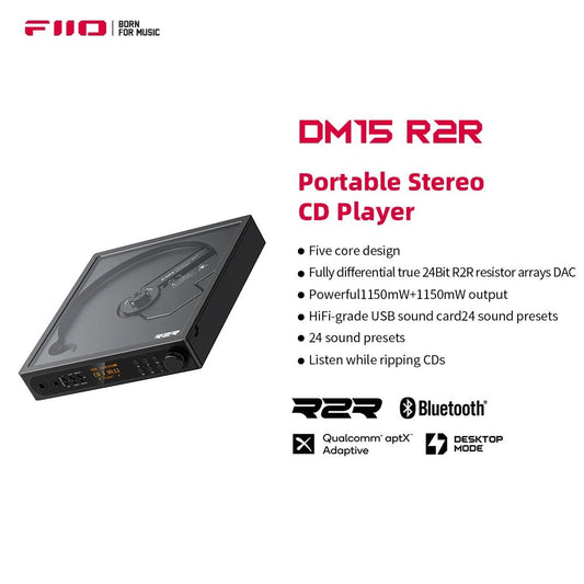 FiiO DM15 Portable Stereo CD Player with True 24Bit R2R DAC - The HiFi Cat