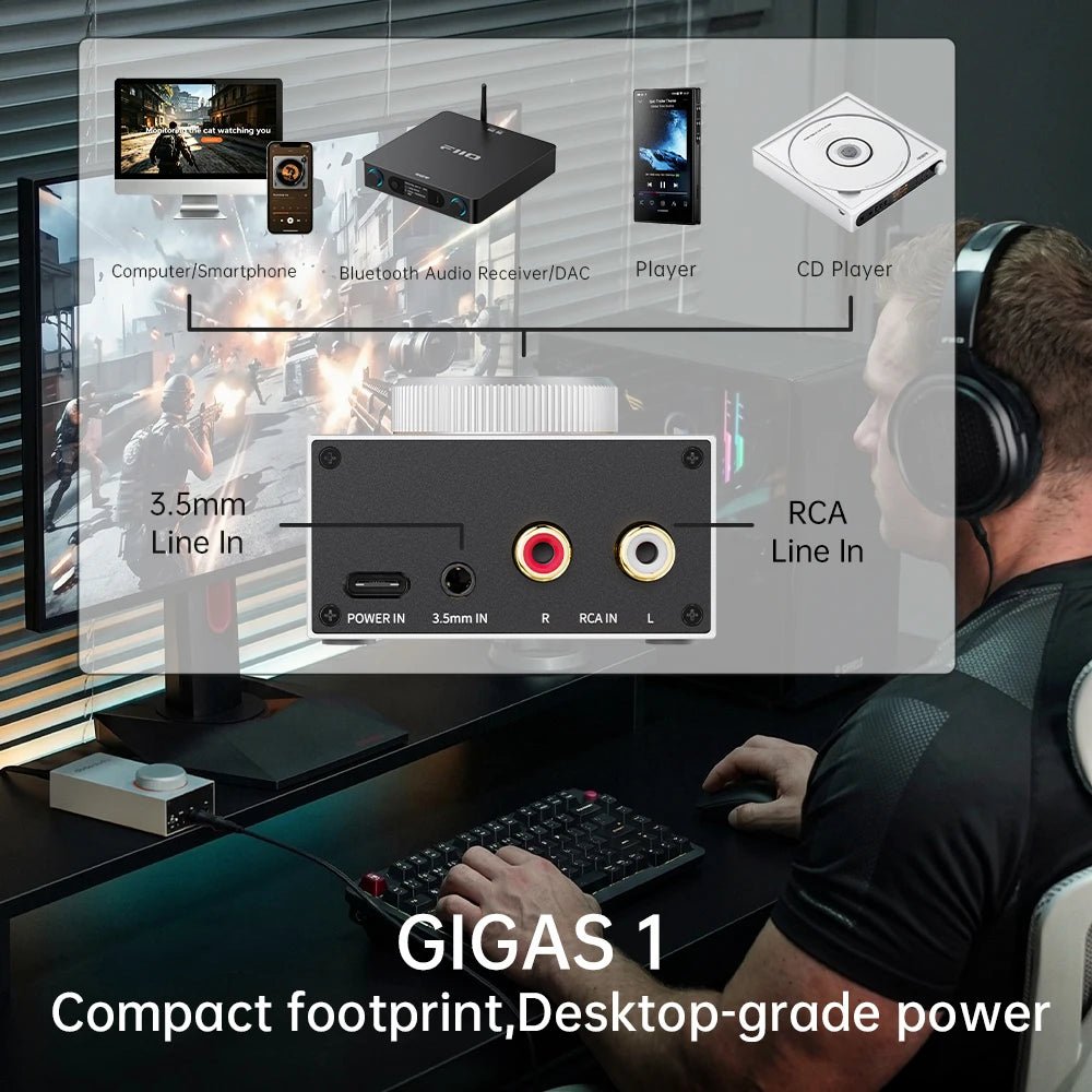 FiiO GIGAS1 Desktop Headphone Amplifier — Class AB Discrete Transistor - The HiFi Cat
